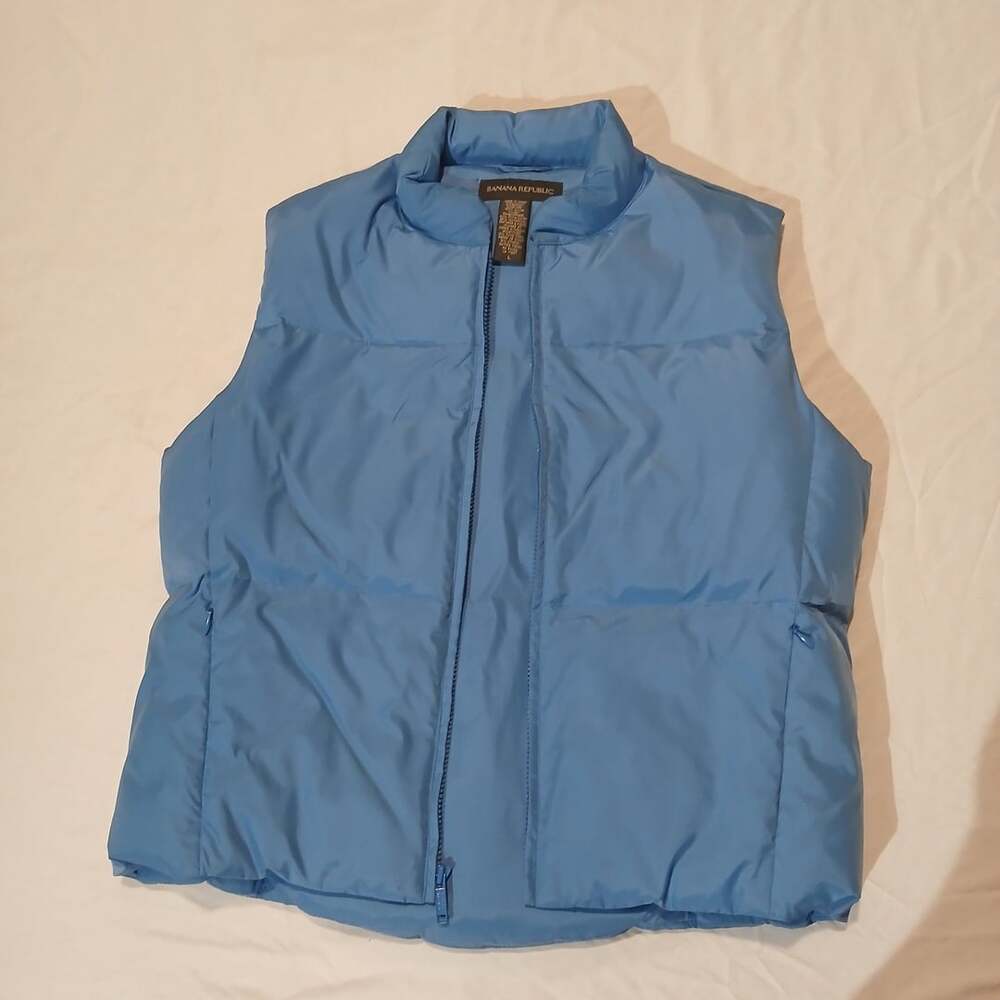Banana Republic Blue Down Feather Quilted Full Zip Puffer Vest Size L